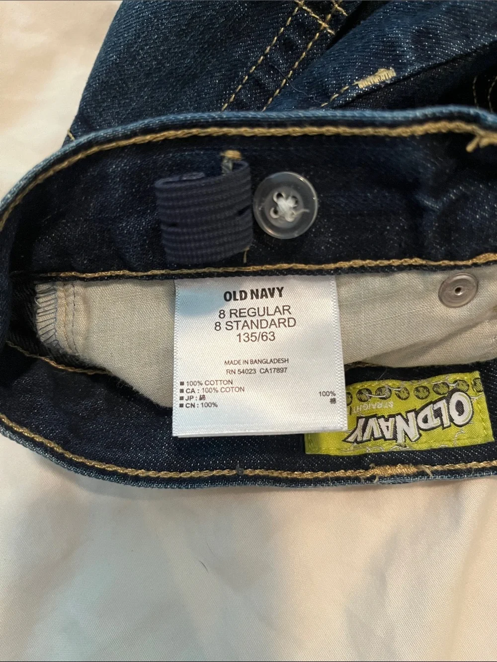 Boy’s Old Navy Dark Blue Straight Jeans with Contrast Stitching